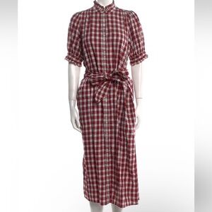 The Great. Plaid Print Button Down Maxi Belted Dress size 0/S